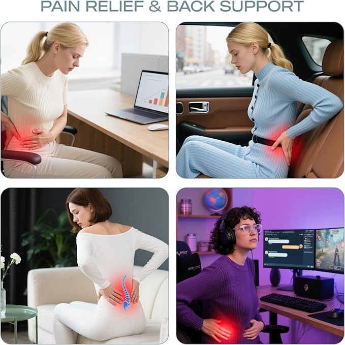 Skechers Air-Cooled & Memory Foam Lumbar Pillow,Lumbar Support Pillow For Office,Chair Lower Back Pain Relief Lumbar Pillow,Ergonomic Design Back Support Pillow For Office Chair,Car,Home,Travel,Orange