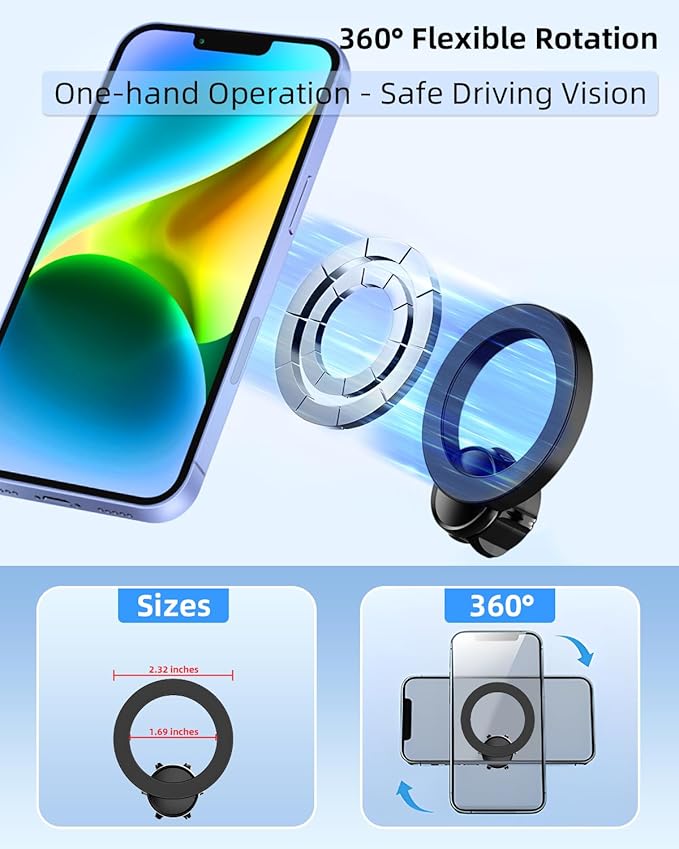 PZK Car Phone Mount for Toyota Tundra 2014 2015 2016-2020 2021 Accessories Custom Air Vent Phone Holder Compatible with Magsafe Hands Free 360° Rotation Cell Phone Automobile Cradles