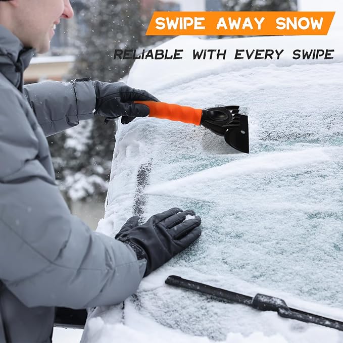 Lasnten 6 Pcs Car Ice Scraper 9.84 x 3.74 Inch Windshield Ice Scraper Winter Car Accessories to Remove Snow, Frost for Small Truck (Popular, Orange Black)