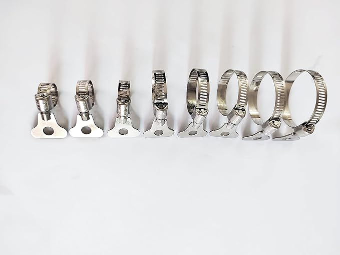10-Piece Set of 304 Stainless Steel Hose Clamps, Adjustable Spiral Hose Clamps, Key type hose clamps for Plumbing, Automotive, Mechanical and More Applications (Size:18-32mm【11/16"-1 1/4"】)