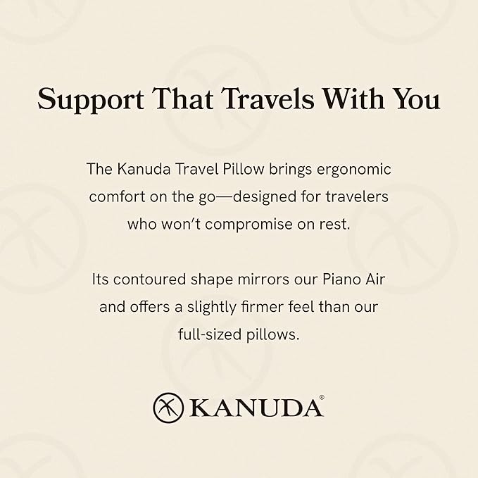 Kanuda Mini Portable Pillow (Oatmeal) – Compact Orthopedic Cervical Neck Pillow for Travel, Firm Memory Foam Support with CV4 & OCBR Therapy, Washable Cover & Storage Bag