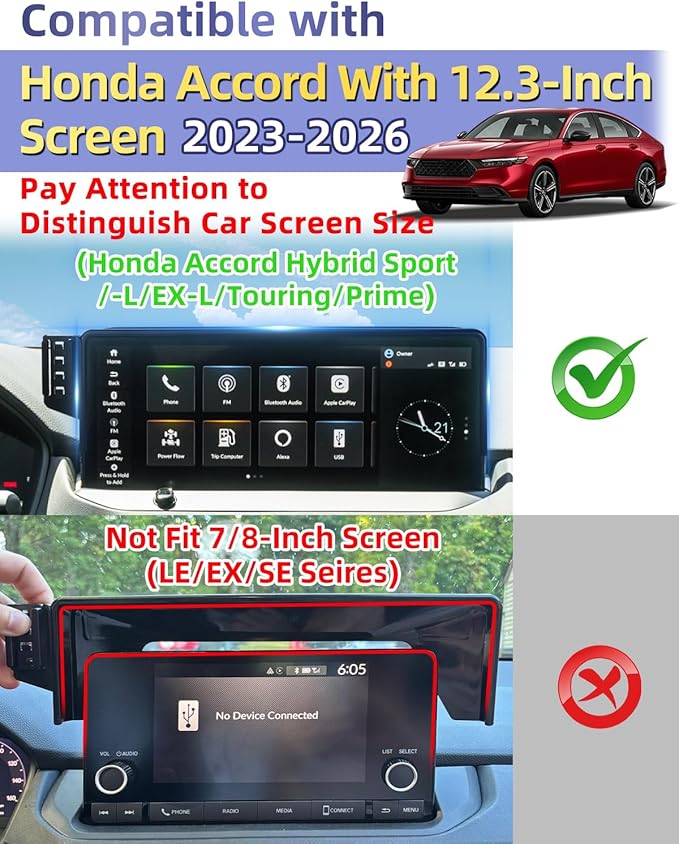 PZK Car Phone Mount for 2023-2025 2026 Honda Accord Hybrid Sport /-L/EX-L/Touring/Prime (Ony fit for 12.3-Inch Screen) Compatible with MagSafe Car Phone Holder with Stroage Box (Not Fit for LX/EX/SE)