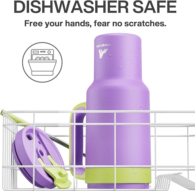 POWCAN 40 oz Tumbler with Handle, 2-in-1 Straw and Sip Lid, Leakproof, Dishwasher Safe, Insulated Stainless Steel Travel Coffee Mug, Keeps Cold for 34 Hours, Fits in Car Cup Holder (Wisteria)