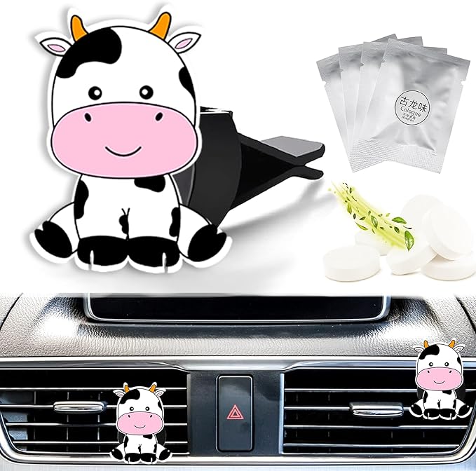 Cute Car Air Freshener Clips Cow Car Vent Clip Cow Cars Scents Cologne Air Conditioner Clip Auto Vent Interior Decoration Cars Accessories Cows Loves Gifts for Men Women