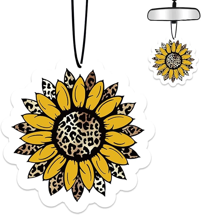 Leopard Sunflower Car Air Fresheners Hanging Air Fresheners Scented Hanging Ornaments Refresh Airs Fragrant Pendant Sunflower Car Accessories Interior Decor Home Sunflowers Gifts for Men Women