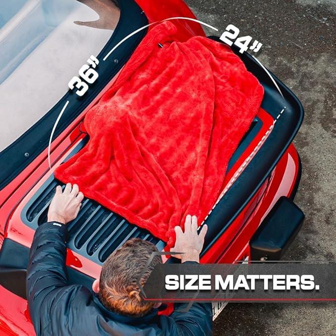 Blackline Car Drying Towel - 2ft x 3ft XL-Popular Pick Among Detailing Pros - 1300 GSM Microfiber Towel - Absorbs Over 8lbs of Water - Leaves No Streaks, Spots or Scratches - Dries an Entire Car