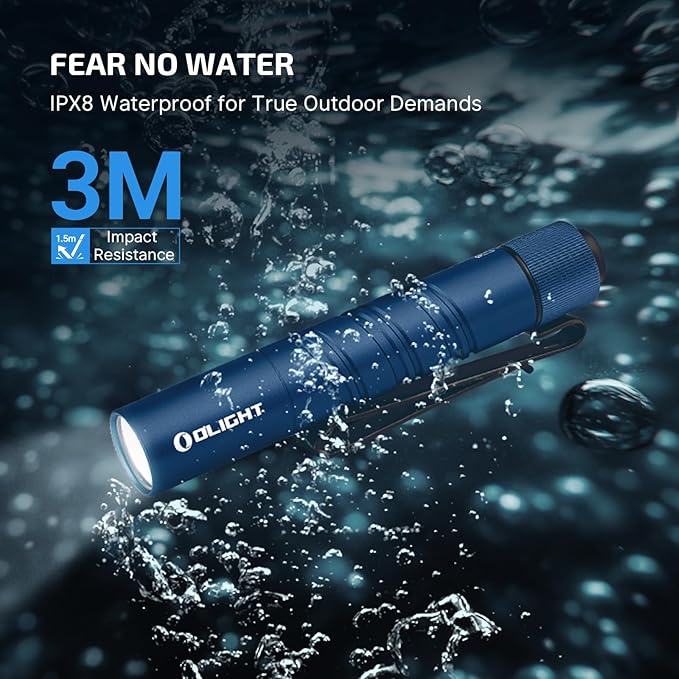 OLIGHT I3T 2 EOS Pocket EDC Flashlight, 200 Lumens Compact Bright Handheld Tactical Flash Lights, Dual-Output Tail Switch with AAA Battery and Two-Way Pocket Clip for Camping,Hiking (Midnight Blue)