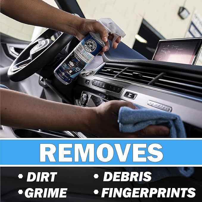 Chemical Guys Car Cleaning Kit Interior 9-Piece - Total Interior Cleaner, Sticky Icky Green Apple & Strawberry Detailing Gel, 3 Detailing Brushes, 3 Towels, Safe for Cars, Trucks, SUVs & More