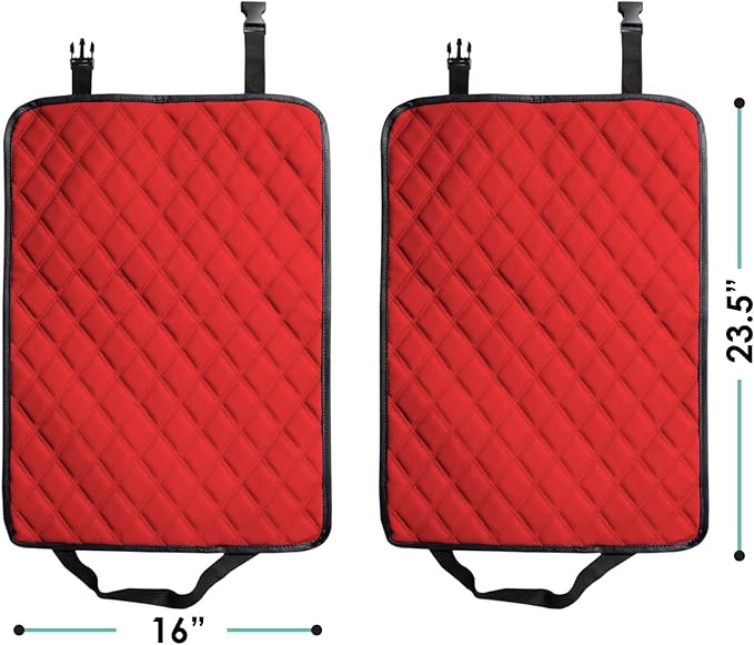 FH Group 2-Pack Diamond Stitched Faux Leather Back Seat Kick Protectors, Heavy Duty Car Kick Mat for Kids Waterproof Protection, Easy to Clean