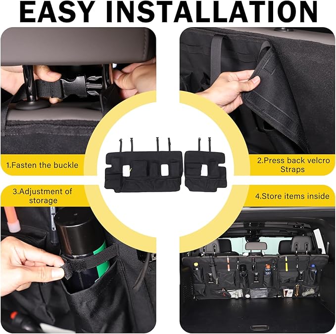 for Hummer EV Accessories Trunk Organizer Backseat Hanging Storage Multifunctional Large Foldable Cargo Seat Back Bag for Hummer EV SUV 2024 2025 2026 with 11 Pockets&Adjustable Straps