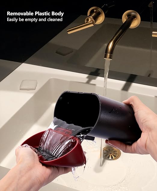 Ginsco Mini Car Trash Can with Lid, Small Car Garbage Can, Cute Leakproof ABS Car Trash Bin, Car Accessories for Interior, Garbage Bin for Car, Home, Office with 60pcs Trash Bags Black/Red