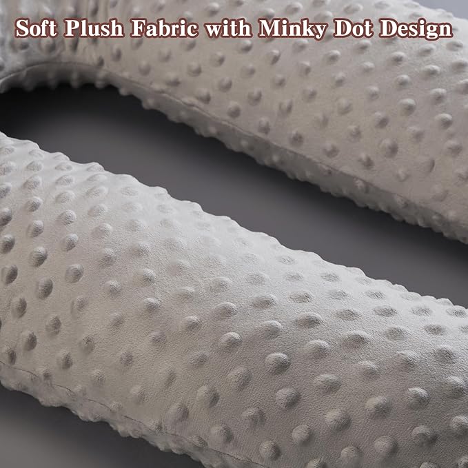 Travel Pillow for Kids Adult in Car - Pillow for Car Sleeping Ultra Large U Shaped with Removable Soft Cover Support Fix Neck and Body Sitting/Sleeping on The Trip (Grey)