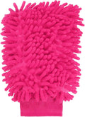 HARFINGTON Chenille Microfiber Car Wash Mitts 9.8" x 7.9" Scratch Free Wash Gloves Absorbent Double Sided Plush Cleaning Drying Mitts for Car Washing Home Rose Red