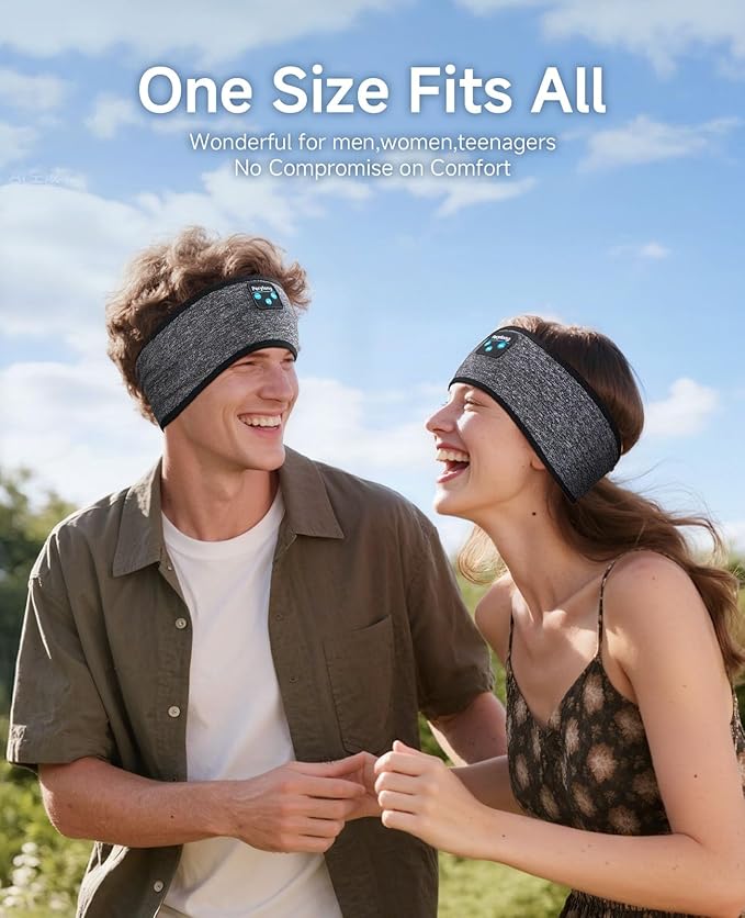 Perytong Sleep Headphones Wireless, Bluetooth Sports Headband Headphones with Ultra-Thin HD Stereo Speakers Perfect for Sleeping,Workout,Jogging,Yoga,Insomnia, Air Travel, Meditation (Tungsten Gray)