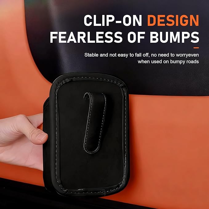 Car Door Cup Holder, Leather Backseat Cup Holder for Car, Multifunctional Clip On Storage Box for Beverage Phones Keys Snacks, Universal Storage Organizer Accessory (Black)