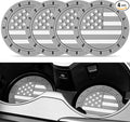 JUSTTOP Car Cup Holder Coaster,American Flag Non-Slip Insert Car Cup Coaster,Car Accessories Interior for Women and Man,4 Pack Gray