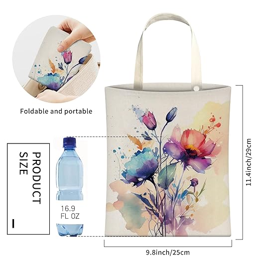 Cute Car Trash Can, Hanging Canvas Car Back Seat Organizer and Storage Bag, Funny Car Trash Bag For Travelling, Outdoor Watercolor Beautiful Flowers