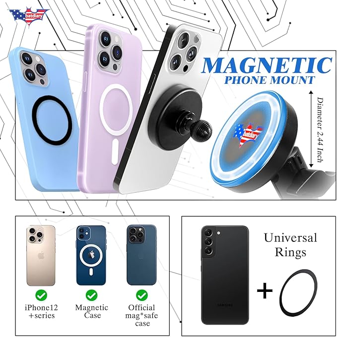 for Jeep Wrangler JL Magnetic Phone Mount Compatible with 2018-2023 Wrangler JL (NOT 4xe)｜2020-2023 Gladiator Accessories Metal Cell Phone Holder Dash Platform Mount