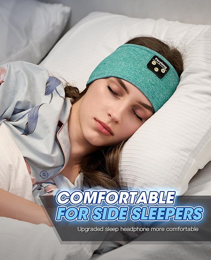 Perytong Sleep Headphones Wireless, Bluetooth Sports Headband Headphones with Ultra-Thin HD Stereo Speakers Perfect for Sleeping,Workout,Jogging,Yoga,Insomnia, Air Travel, Meditation (Green)