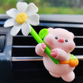 Cute Car Air Freshener for Women/Men, Pilot Car Vent Clips Creative Automotive Fragrance Air Diffuser, Outlet Flower Fan Automotive Decoration Interior Accessories (Flower Pig)