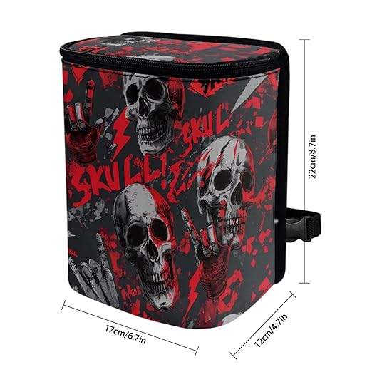 1.2 Gallons Car Trash Bag, Skull Rock Hand Vehicle Trash Bag, Adjustable Hanging for Tail of Console/Back of Seats, Odor-Free with Zipper Leak-Proof Lid Design, Washable,Camping Essential