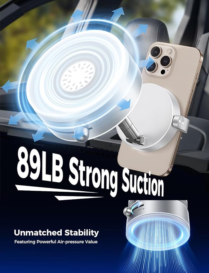 MAGIC JOHN Upgrade Ultra Magnetic Phone Holders for Your Car, Foldable Car Phone Holder Mount for Dashboard, 360° Rotatable Magnetic Phone Holder for Car, Magnetic Car Mount for iPhone All Cell Phones