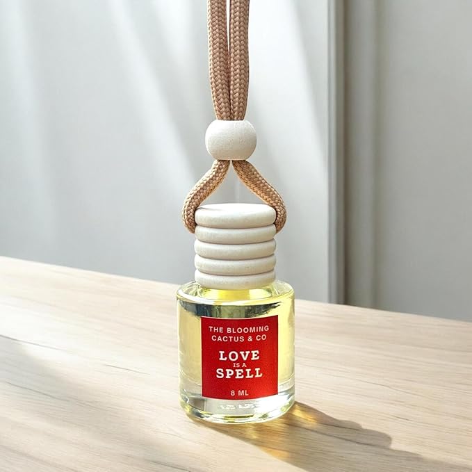 Car Air Hanging Fragrance Oil 2 Pack, Auto Freshener, Essential Oil Diffuser for Cars, Long Lasting Aroma Women Gift, Made in USA, Odors Eliminator, Interior Decor | LOVE SPELL (TYPE) - 8 ML