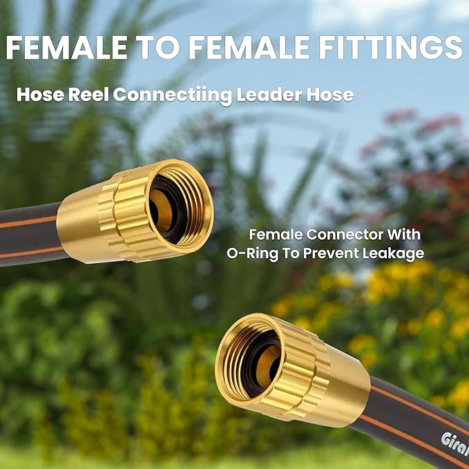 Giraffe Tools Leader Hose 10ft x 5/8", Short Water Hose Heavy Duty for Hose Reel, Lightweight, Flexible with Female Female Fittings