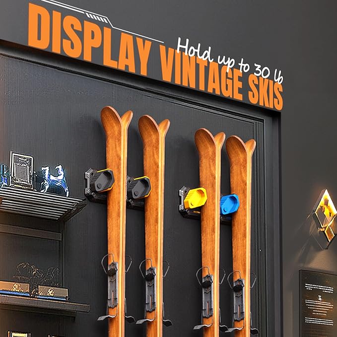 Snowboard Wall Rack for Garage - Fits Any Ski/Board, Damage-Free Storage Mount Holders, Space-Saving Winter Gear Organizer