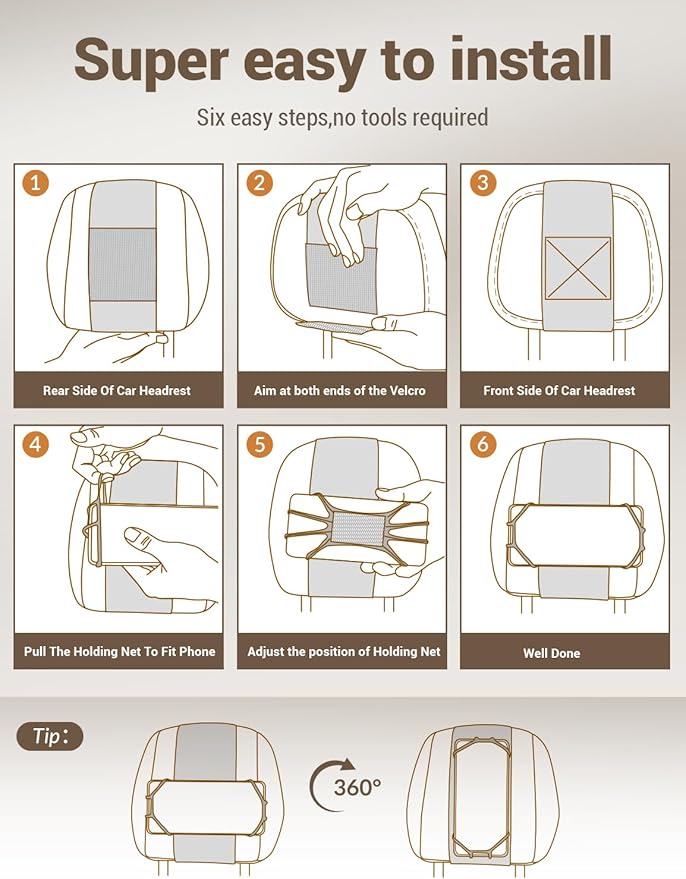 Silicone Car Phone Holder, Adjustable Phone Mount Holders for Your Car Headrest Compatible with iPhone 17 16 15 14 13 Pro Max and other 3.5 - 7 Inch Cell Phones Mount for Kids in Back Seats - Black