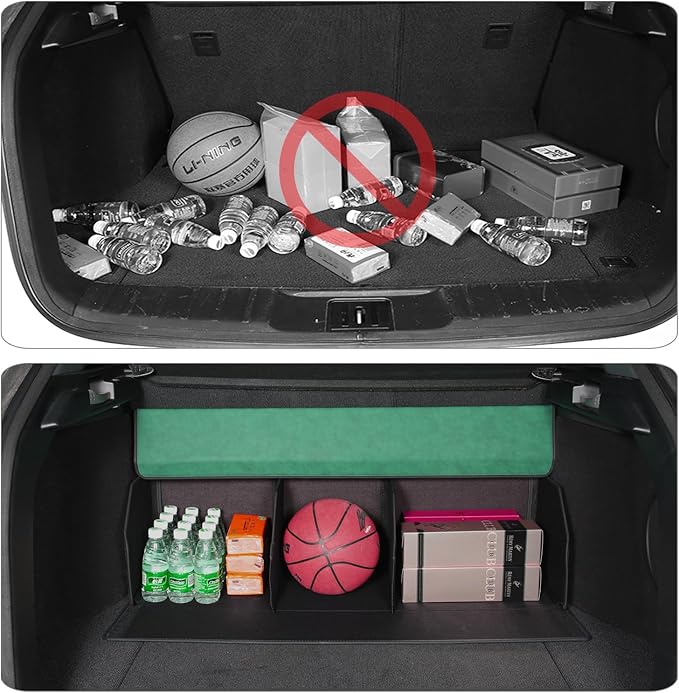 Trunk Organizer for Ford Expedition 2018-2025 - Green Alcantara Leather Storage Box, Tailored Precision, Maximize Your Storage, Large Foldable Trunk Organizer Boxs with 3 Compartments