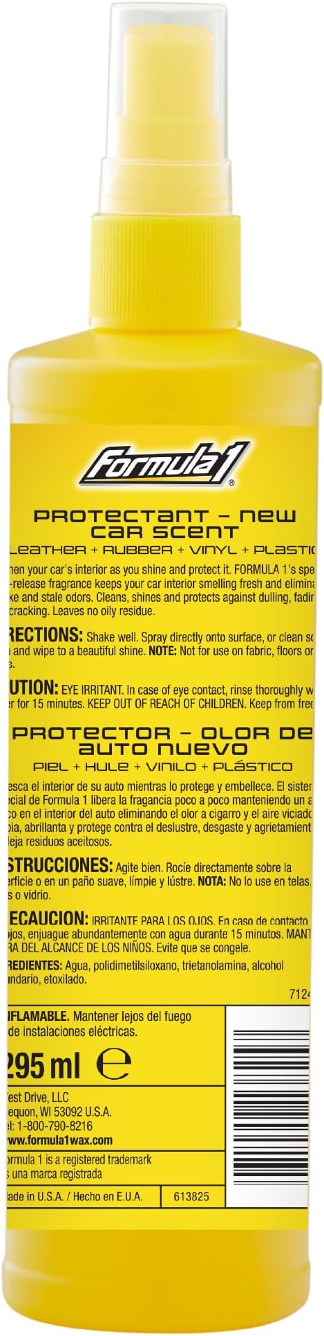 Formula 1 Interior Detailing Protectant Spray, Car Interior Cleaner with Lasting New Car Fragrance and UV Protection, Safe for Vinyl, Rubber, Plastic, & Dashboard - 10oz
