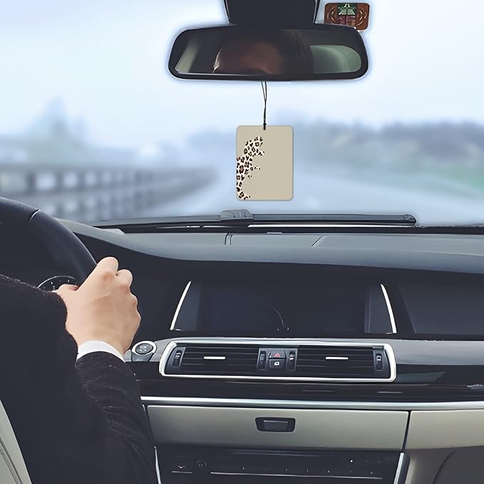 Leopard Dinosaur Car Air Freshener 4 Pcs, Retro Cheetah Print Dinosaur Hanging Scents Air Freshener for Boys Kids Gifts, Neutral Leopard Scented Car Accessories Decor for Boys Room Nursery