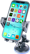 USA Gear Dashboard & Windshield Car Phone Mount, Universal Suction Cup Cell Phone Holder for iPhone 17/16/15, Galaxy S24/S23, Pixel 10/9, Adjustable Arm, 360° Rotation