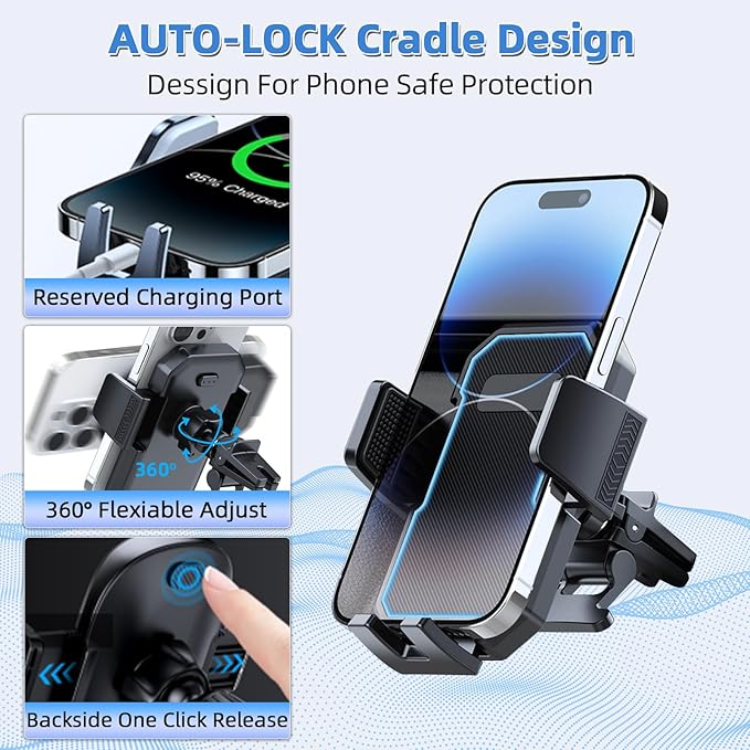 PZK Car Phone Holder for 2023-2025 2026 Honda Accord Hybrid Sport /-L/EX-L/Touring/Prime (Only for 12.3-inch Screen) Auto Lock Car Phone Mount with Stroage Box Not Affect Vent (Not Fit for LX/EX/SE)