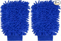 HARFINGTON 2pcs Premium Chenille Microfiber Car Wash Mitts 9.8" x 7.9" Scratch Free Wash Gloves Absorbent Double Sided Plush Cleaning Drying Mitts for Car Washing Home Blue
