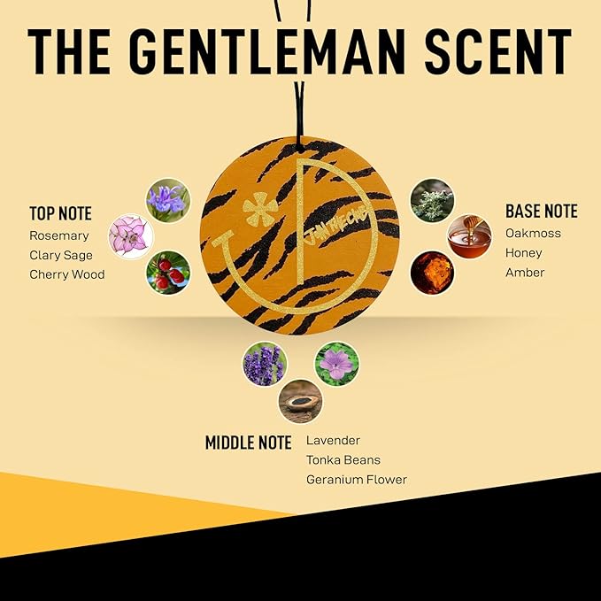 Join The Club 6-Pack Tiger Stripes Air Freshener with Natural Essential Oils for Aromatherapy - The Gentlemen's Choice - Luxurious Scent - Ideal for Car Accessories & Small Spaces