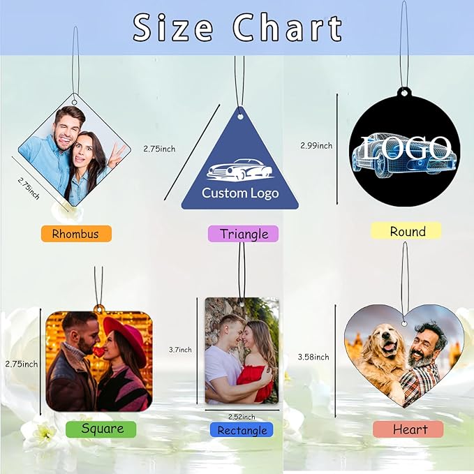 10Pcs Custom Logo Air Freshener for Car Bulk,Wholesale Personalized Double-Sided Car Air Fresheners with Photo Text Logo (10pcs-Rhombus)