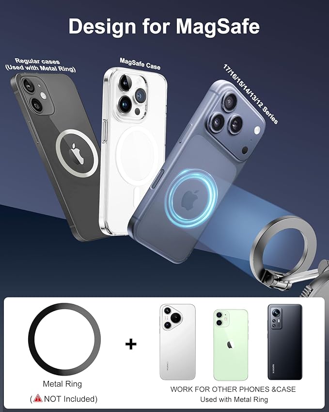 2-IN-1 Car Phone Holder for Magsafe【28 Strong Magnets】Magnetic Phone Holder for Car Phone Mount【360°】Phone Holders for Your Car Accessories for Women Men for iPhone 17 Pro Max 16 15 14 13 12 Air Plus