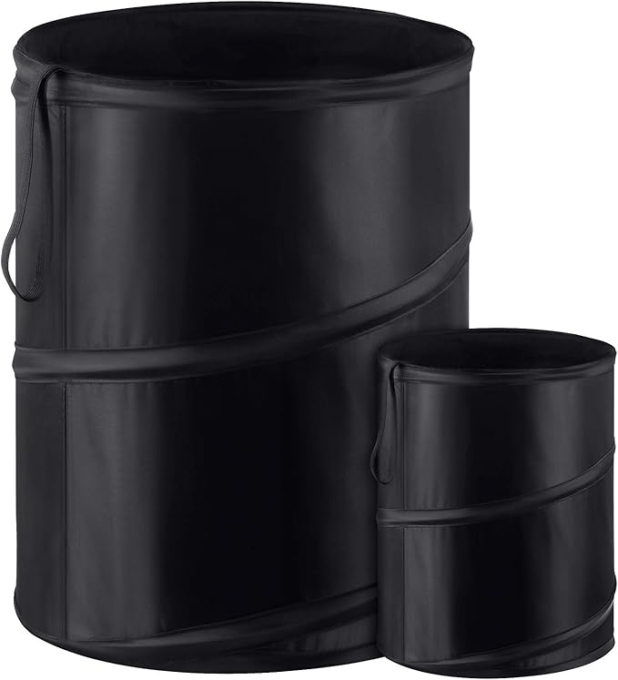 BBTO 2 Pcs Pop up Car Trash Can, Combination Size Portable Collapsible Trash Can with Elastic Band Hanging Waterproof Waste Basket, Rubbish Bin for Car Garbage Camping Traveling