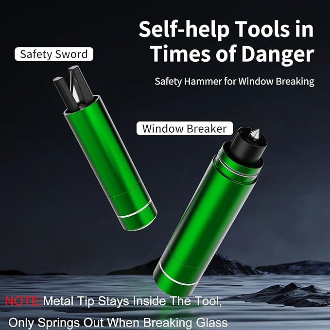 HHXS 2 Pack Window Breaker Seatbelt Cutter Car Window Breaker Safe Hammer Emergency Escape Tool, Glass Breaker Car Escape Tool Life-Saving Emergency Artifact(Green)