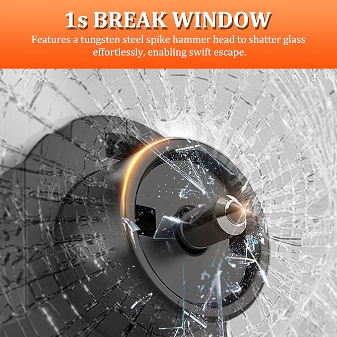 2-in-1 Window Glass Breaker Seatbelt Cutter, 2-Pack Emergency Keychain Car Escape Survival Tool, Safehammer for Land/Underwater, Pink & Black
