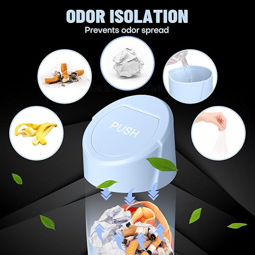 Car Trash Can Bin with Lid - Car Garbage Can Cup Holder - Light Blue Mini Leakproof Vehicle Trash Garbage Can Bin with 20pcs Trash Bags-Car Organizers and Storage for Front Back Seat Accessories