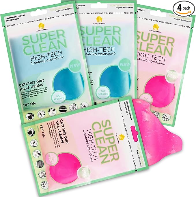 FiveJoy Car Cleaning Gels, 4-Pack Universal Auto Detailing Tools Car Interior Cleaner Putty, Dust Cleaning Mud for PC Tablet Laptop Keyboard, Camera, Printers, Calculator - 320g (2.8oz/pcs)