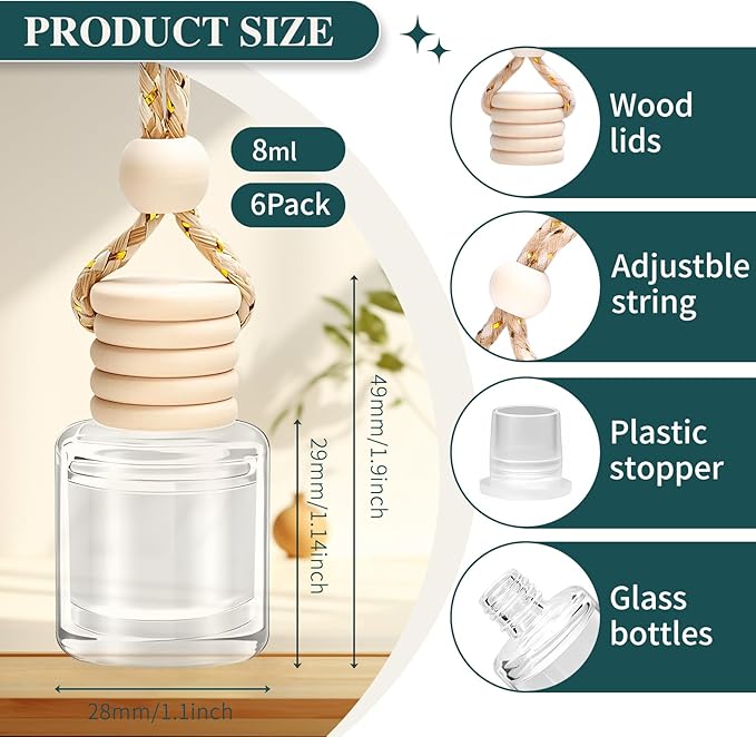 6 Pack Premium Car Air Freshener, 3 Scents, Long Lasting Luxury Essential Oil Fragrance Diffuser Set, Hanging Executive Vehicle Interior Decor Scent Unisex