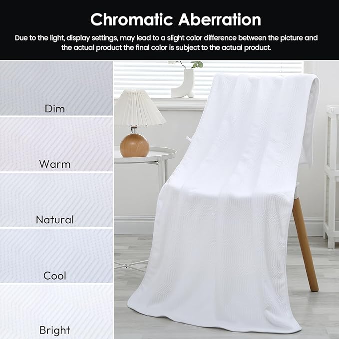 JML Bath Towels Set, Large Microfiber Body Towel for Adult, 2 Pack, 30" x 60", Oversized, Soft, Super Absorbent, Fast Drying, Use for Sport, Fitness, Yoga, Fleece Diamond Cross Grid White