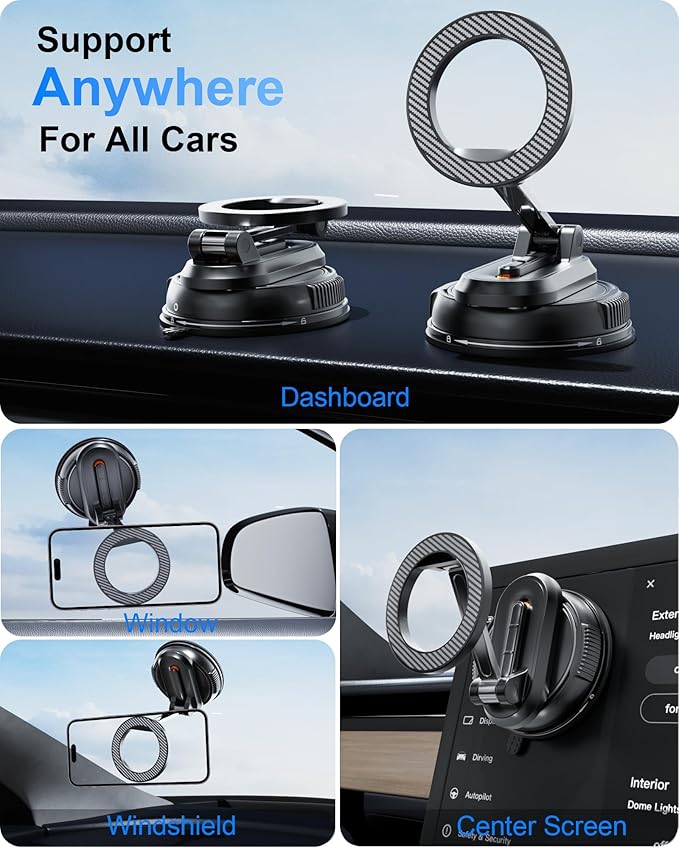 2-IN-1 Car Phone Holder for Magsafe【28 Strong Magnets】Magnetic Phone Holder for Car Phone Mount【360°】Phone Holders for Your Car Accessories for Women Men for iPhone 17 Pro Max 16 15 14 13 12 Air Plus