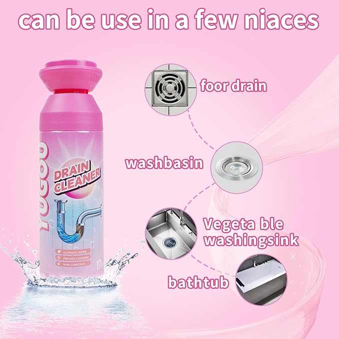 Foaming Drain Cleaner, Sink Cleaner and Deodorizer, Drain Clog Remover for Kitchen Sinks, Shower Drains, Tubs (2pcs)