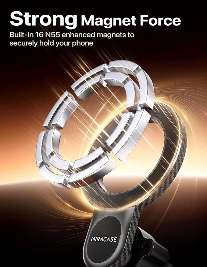 Miracase for MagSafe Car Mount, [Strong Magnetic] 2026 Hands Free Phone Holders for Your Car, Universal Cup Holder Phone Holder for iPhone 17 16 15 14 13 12 Pro Max, Samsung & More Smartphones