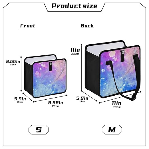 Car Trash Can Trash Bin Foldable Hanging Trash Bag Storage Pocket Organizer Cute Car Gadgets Garbage Adjustable Shoulder Elastic Strap Blue Purple Feather